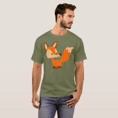 かわいくフレンドリーな漫画のキツネのTシャツ Tシャツ (正面フル)
