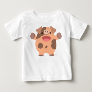 かわいくフレンドリーな漫画のブタのベビーのTシャツ ベビーTシャツ