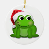 かわいくホップの豊富なクリスマスのFroggyの陶磁器の木のオーナメント セラミックオーナメント (正面)