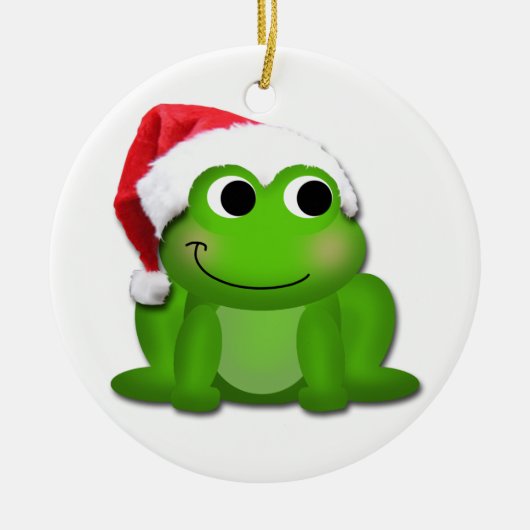 かわいくホップの豊富なクリスマスのFroggyの陶磁器の木のオーナメント セラミックオーナメント (正面)