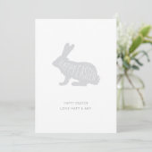 かわいくミニマルな灰色のハッピーイースターのバニーのイースターカード シーズンカード (スタンド正面)