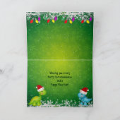 かわいくメリーなChristmasaurusの恐竜のクリスマスカード シーズンカード (内部)