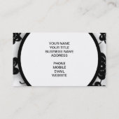 かわいくモダンで黒い花模様、あなたのイニシャル 名刺 (裏面)