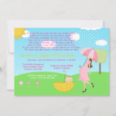 かわいくモダンなお母さんおよび女の赤ちゃんのベビーは振りかけます 招待状 (正面)