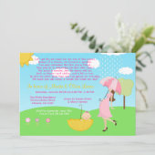 かわいくモダンなお母さんおよび女の赤ちゃんのベビーは振りかけます 招待状 (スタンド正面)