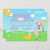 かわいくモダンなお母さんおよび女の赤ちゃんのベビーは振りかけます 招待状 (正面/裏面)