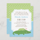 かわいくモダンなわにベビーシャワーのパーティー 招待状 (正面/裏面)