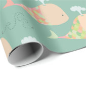 かわいくモダンなクジラパターンギフトの包装紙 ラッピングペーパー (ロールコーナー)