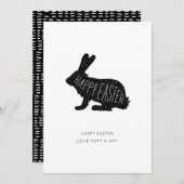 かわいくモダンなハッピーイースターのバニーのイースターカード シーズンカード (正面/裏面)