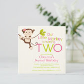 かわいくモダンな猿の第2バースデーパーティ招待状 招待状 (スタンド正面)