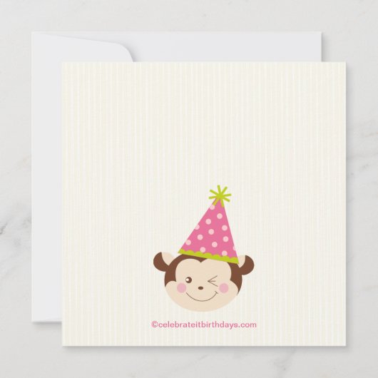 かわいくモダンな猿の第2バースデーパーティ招待状 招待状 (裏面)