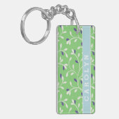 かわいくモダンな緑の巻き毛の葉パターンモノグラム キーホルダー (正面左)