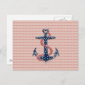 かわいくロマンチックなバレンタインのハートのいかり シーズンポストカード (正面/裏面)