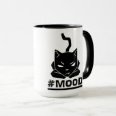 かわいく及びおもしろいな#MOODの黒猫のロゴのイラストレーション マグカップ (正面右)