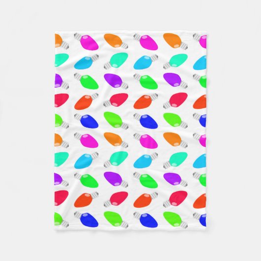 かわいく及びカラフルなお祝いのクリスマスの照明の球根 フリースブランケット (正面)