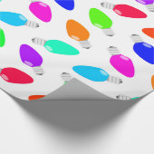 かわいく及びカラフルなお祝いのクリスマスの照明の球根 ラッピングペーパー (角)