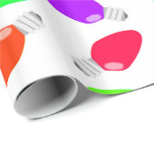 かわいく及びカラフルなお祝いのクリスマスの照明の球根 ラッピングペーパー (ロールコーナー)