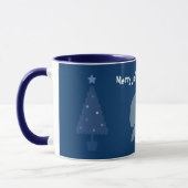 かわいく及び予測できなく青いくらげ及びクリスマスツリーのマグ マグカップ (左)