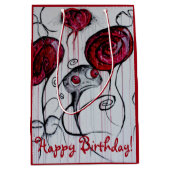 かわいく及び気色悪い創造物の赤いピンクのゴシックのおもしろいの菓子の芸術 ミディアムペーパーバッグ (正面)