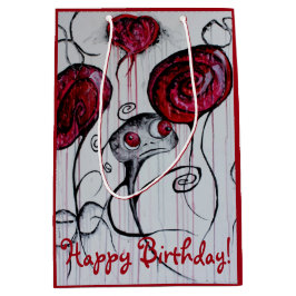 かわいく及び気色悪い創造物の赤いピンクのゴシックのおもしろいの菓子の芸術 ミディアムペーパーバッグ