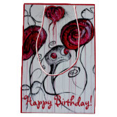 かわいく及び気色悪い創造物の赤いピンクのゴシックのおもしろいの菓子の芸術 ミディアムペーパーバッグ (裏面)