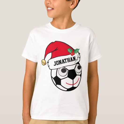 かわいく名前入りなクリスマスSoccerball Tシャツ (正面)