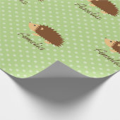 かわいく名前入りなハリネズミの水玉模様の包装紙 ラッピングペーパー (角)