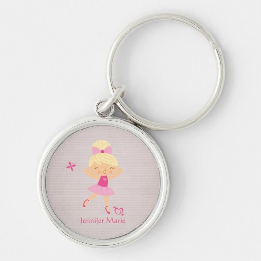 かわいく名前入りな金髪のバレリーナのkeychain キーホルダー (正面)