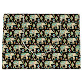 かわいく多彩なインドゾウパターン ラージペーパーバッグ