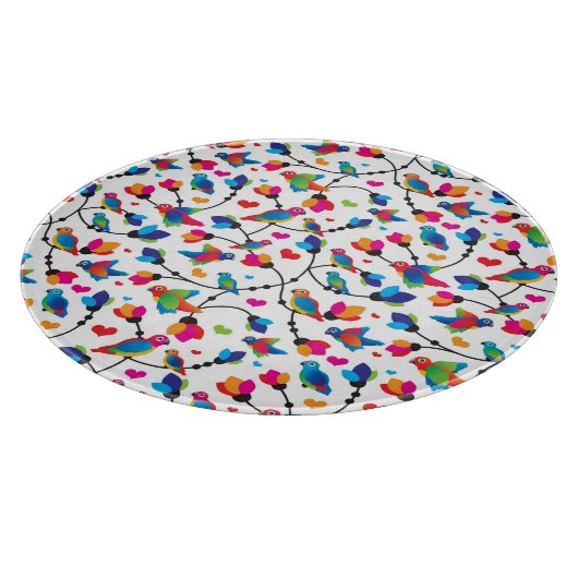 かわいく多彩なオウムの鳥 カッティングボード (角)