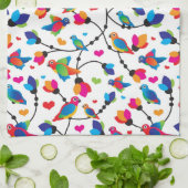 かわいく多彩なオウムの鳥 キッチンタオル (折り畳み)