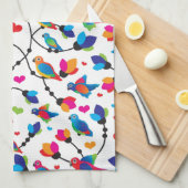 かわいく多彩なオウムの鳥 キッチンタオル (四つ折り)
