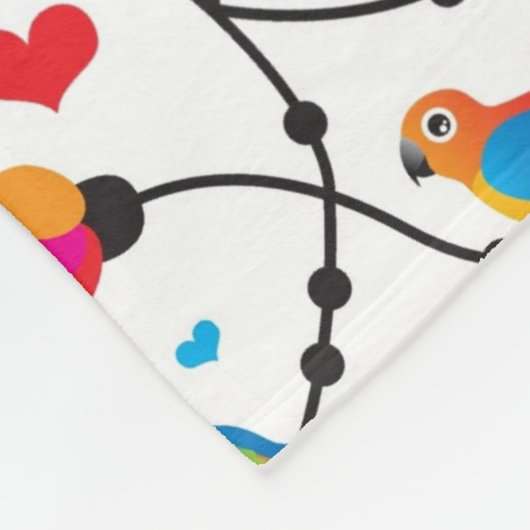 かわいく多彩なオウムの鳥 フリースブランケット (角)