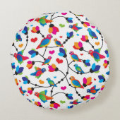 かわいく多彩なオウムの鳥 ラウンドクッション (裏面)