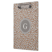 かわいく多彩なオレンジ茶色のチータのプリントのモノグラム クリップボード (左)