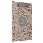 かわいく多彩なオレンジ茶色のチータのプリントのモノグラム クリップボード (右)