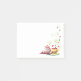 かわいく多彩なティーセットのハートのデザインのメモ帳 ポストイット