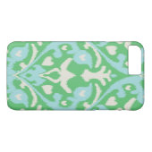 かわいく多彩な緑のターコイズのイカットの種族パターン Case-Mate iPhoneケース (裏面(横))