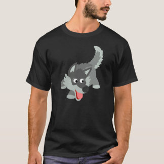 かわいく好奇心が強い漫画のオオカミのTシャツ Tシャツ