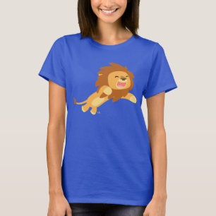 かわいく嬉しい漫画のライオンの女性のTシャツ Tシャツ