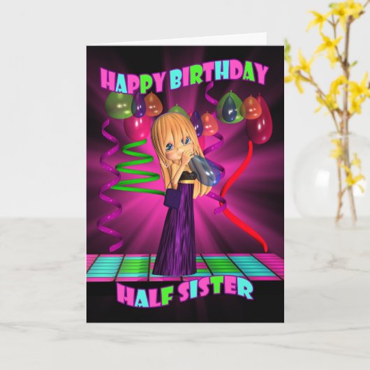 かわいく小さいかわいこちゃんの異父母姉妹のハッピーバースデー カード (黄色い花)