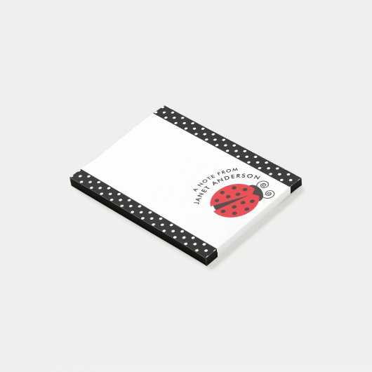 かわいく小さいてんとう虫の水玉模様のレトロのノート ポストイット (アングル)