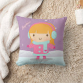 かわいく小さいアイススケーターの冬の女の子の寝室 クッション (ブランケット)