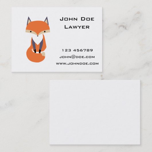 かわいく小さいアカギツネのイラストレーション 名刺 (正面/裏面)