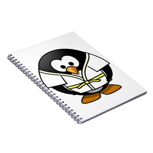 かわいく小さいアニメの柔道のペンギン ノートブック (右側)