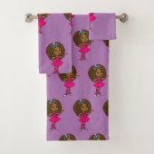 かわいく小さいアフリカ系アメリカ人のピンクのプリンセス バスタオルセット (インサイチュ)