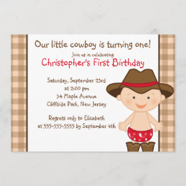 かわいく小さいカウボーイのバースデーパーティ招待状 招待状