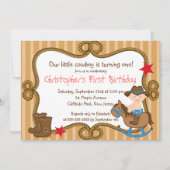 かわいく小さいカウボーイのバースデーパーティ招待状 招待状 (正面)