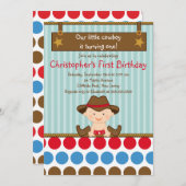 かわいく小さいカウボーイのバースデーパーティ招待状 招待状 (正面/裏面)