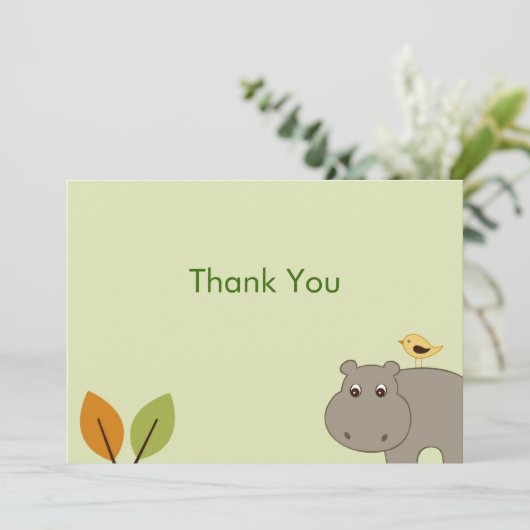 かわいく小さいカバの平たい箱はメッセージカード感謝していしています 招待状 (スタンド正面)